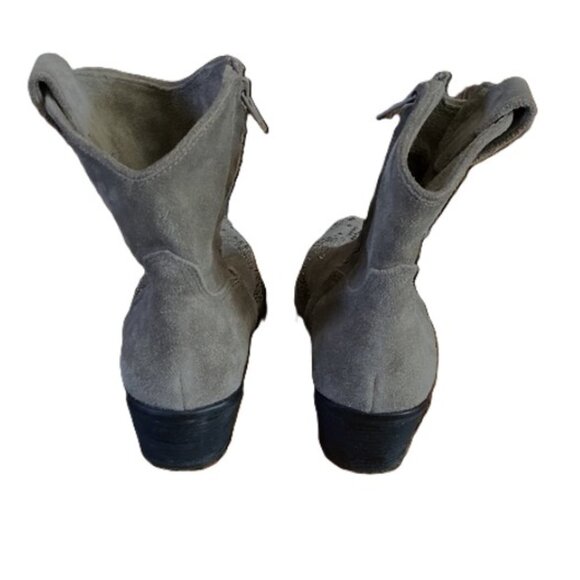 Reba Gray Suede Studded Western Cowboy Ankle Boots Size 8 - Picture 6 of 7